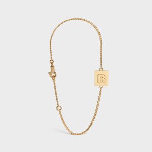 Celine Alphabet Bracelet with Letter B in Brass with Gold Finish Gold