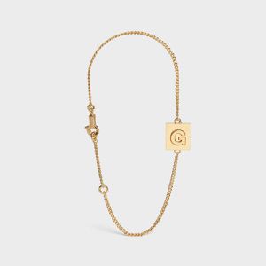 Celine Alphabet Bracelet with Letter G in Brass with Gold Finish Gold