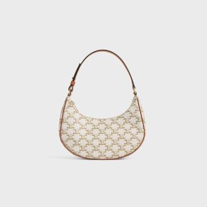 Celine Ava Bag in Triomphe Canvas and Calfskin White/Yellow
