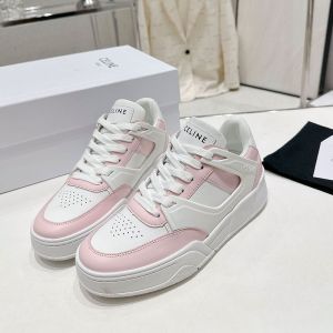 Celine CT-07 Trainer Low Lace-Up Sneakers Unisex Calfskin White/Pink