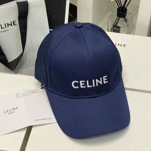Celine Embroidery Baseball Cap in Cotton Navy Blue