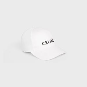 Celine Embroidery Baseball Cap in Cotton White