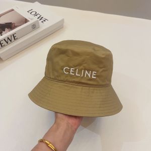 Celine Embroidery Bucket Hat in Cotton with Triomphe Khaki