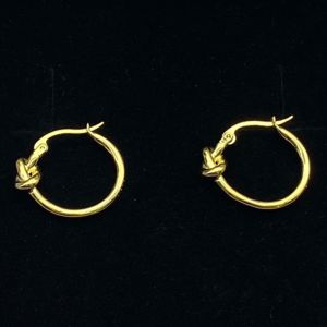 Celine Knot Small Hoop Earrings in Brass Gold