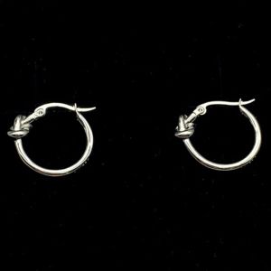 Celine Knot Small Hoop Earrings in Brass Silver