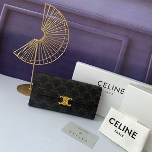 Celine Large Triomphe Wallet in Triomphe Canvas Black