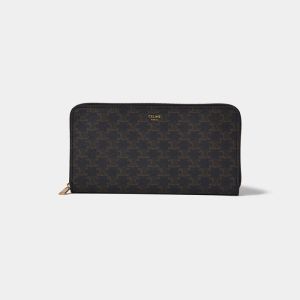 Celine Large Zipped Wallet In Triomphe Canvas Black