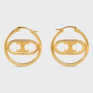 Celine Maillon Triomphe Hoop Earrings in Brass Gold
