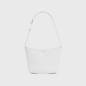 Celine Medium Croque Bag in Shiny Calfskin White
