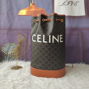 Celine Medium Sailor Bucket Backpack in Triomphe Canvas with Celine Print Black