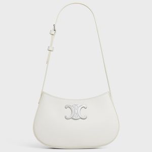 Celine Medium Tilly Bag in Shiny Calfskin White