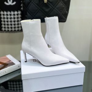 Celine Metal Toe Fitted Ankle Boots Women Calfskin White