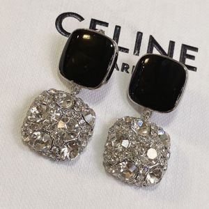 Celine Onyx Stud Earrings in Sterling Silver with Rhinestone Black
