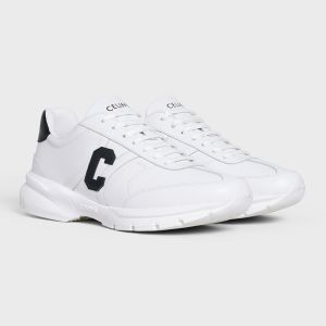 Celine Runner CR-02 Low Lace-Up Sneakers Unisex Calfskin White/Black