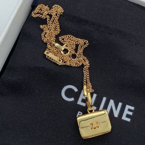Celine Separables Triomphe Bag Necklace in Brass Gold