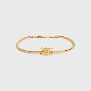 Celine Triomphe Articulated Bracelet in Brass Gold