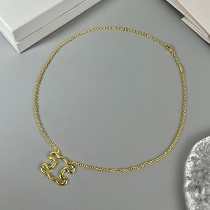 Celine Triomphe Frame Large Necklace in Brass Gold