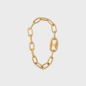 Celine Triomphe Link Bracelet in Brass with Gold Finish Gold