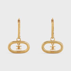 Celine Triomphe Mobile Earrings in Brass with Gold Finish Gold