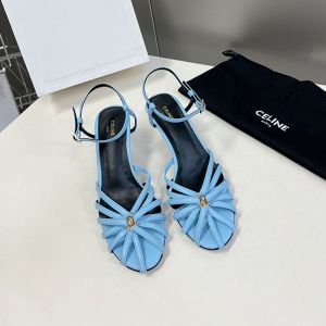 Celine Triomphe Sandals Women Calfskin with Ankle Strap Sky Blue