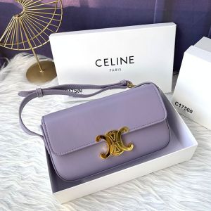 Celine Triomphe Shoulder Bag in Shiny Calfskin Purple