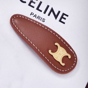 Celine Triomphe Snap Hair Clip in Brass with Gold Finish, Calfskin and Steel Brown