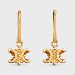 Celine Triomphe Solitaire Earrings in Brass with Gold Finish Gold