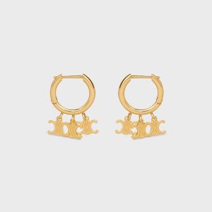 Celine Triomphe Trio Hoops Earrings in Brass with Gold Finish Gold
