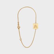 Celine Alphabet Bracelet with Letter A in Brass with Gold Finish Gold