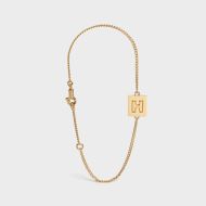 Celine Alphabet Bracelet with Letter H in Brass with Gold Finish Gold