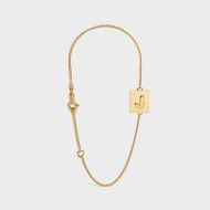Celine Alphabet Bracelet with Letter J in Brass with Gold Finish Gold