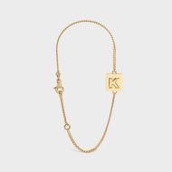 Celine Alphabet Bracelet with Letter K in Brass with Gold Finish Gold