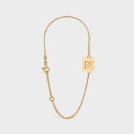 Celine Alphabet Bracelet with Letter N in Brass with Gold Finish Gold
