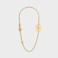 Celine Alphabet Bracelet with Letter T in Brass with Gold Finish Gold