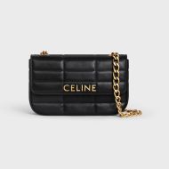 Celine Chain Shoulder Bag Matelasse Monochrome Celine in Quilted Calfskin Black