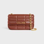 Celine Chain Shoulder Bag Matelasse Monochrome Celine in Quilted Calfskin Brown