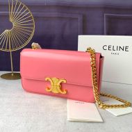 Celine Chain Shoulder Bag in Shiny Calfskin Pink