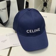 Celine Embroidery Baseball Cap in Cotton Navy Blue
