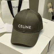 Celine Embroidery Baseball Cap in Cotton Taupe