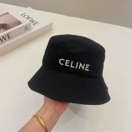 Celine Embroidery Bucket Hat in Cotton with Triomphe Black