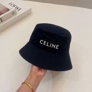 Celine Embroidery Bucket Hat in Cotton with Triomphe Navy Blue