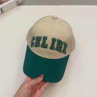 Celine Embroidery College Baseball Cap in Cotton with Triomphe Khaki/Green