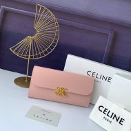 Celine Large Triomphe Wallet in Shiny Calfskin Pink