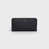 Celine Large Zipped Wallet in Grained Calfskin Black