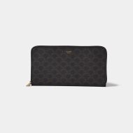 Celine Large Zipped Wallet In Triomphe Canvas Black