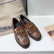 Celine Margaret Loafers Women Polished Bull with Triomphe Chain Brown