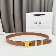 Celine Medium Triomphe Belt in Smooth Calfskin with Metal Loop Brown