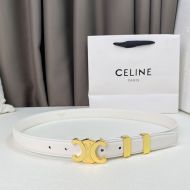 Celine Medium Triomphe Belt in Smooth Calfskin with Metal Loop White
