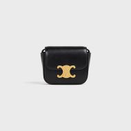 Celine Mini Triomphe Bag in Shiny Calfskin Black/Gold