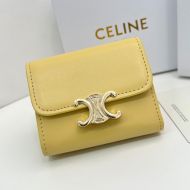 Celine Small Compact Wallet in Shiny Calfskin with Coin Triomphe Yellow